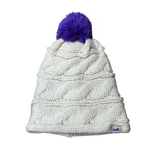FedEx BDA Cable-Knit Pom Pom Ivory Women’s Beanie